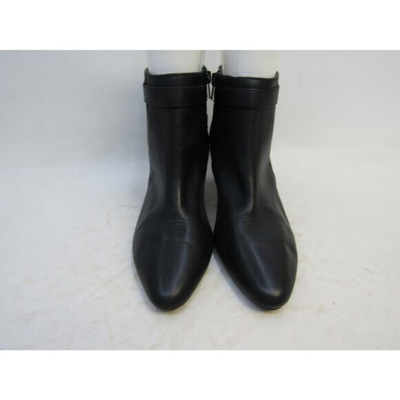 RALPH LAUREN Womens Size 10 B Black Leather Zip Buckle Ankle Fashion Boots - Picture 5 of 11